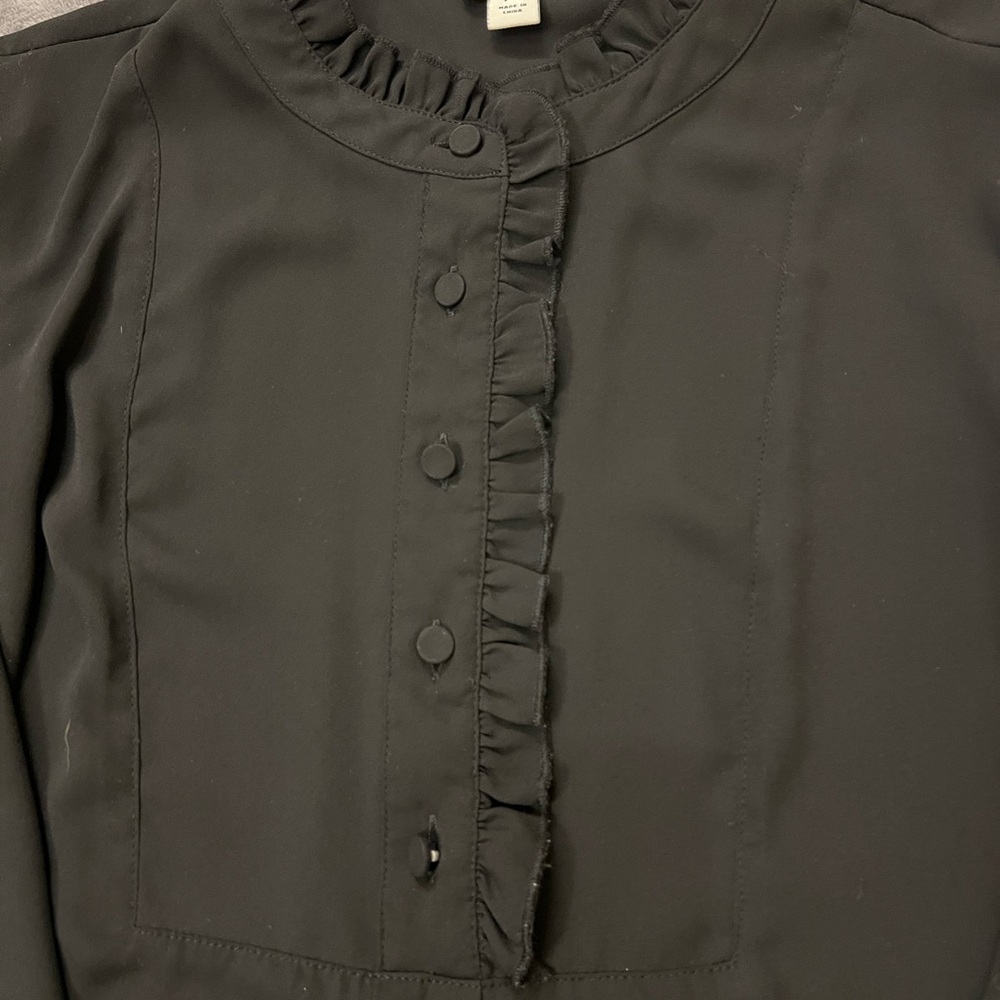 J. Crew Black Ruffle Blouse - Picture 5 of 6